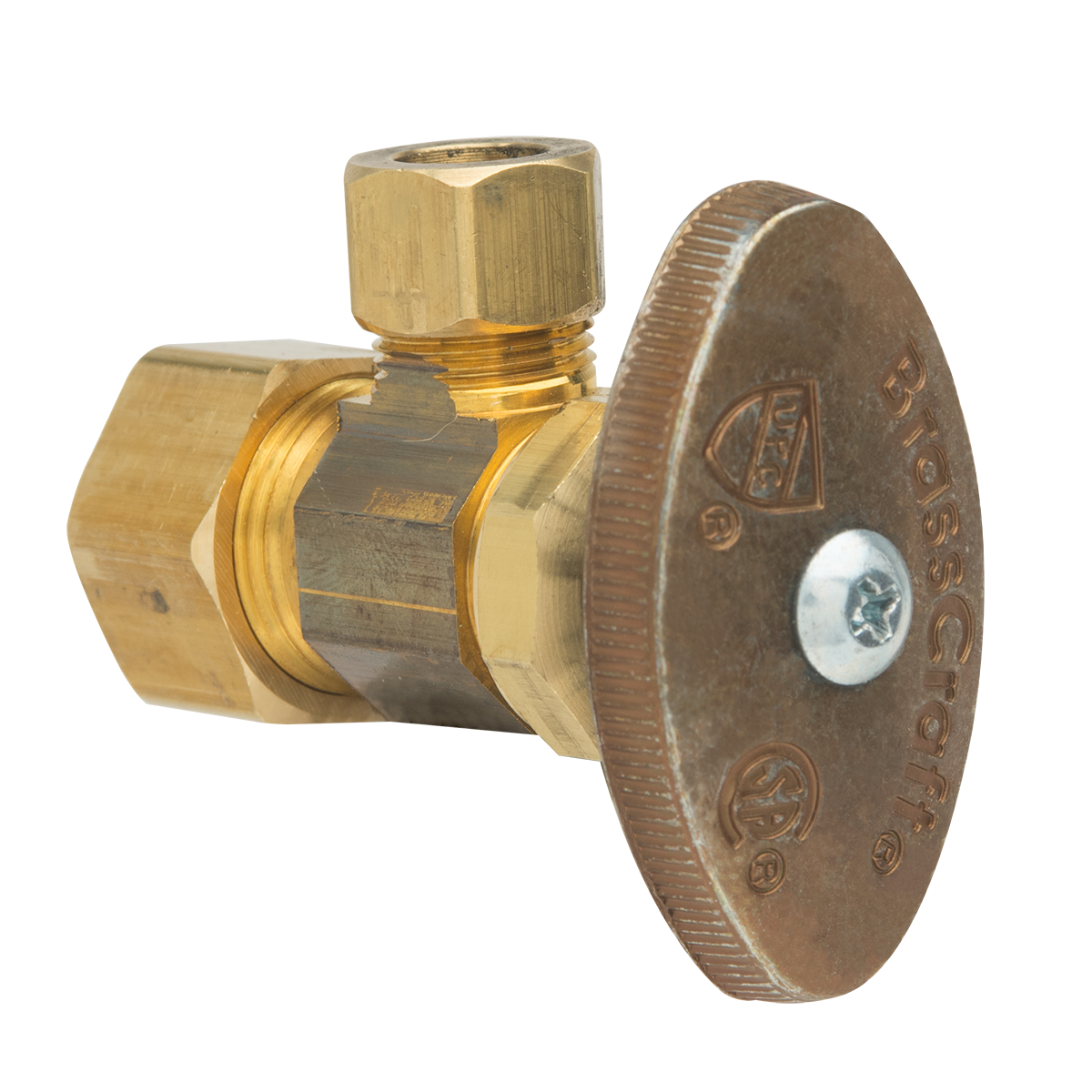 Retangle Stop 1/2 in. Nom Comp x 3/8 in. O.D. Comp Multi-Turn Angle Stop with Brass ...